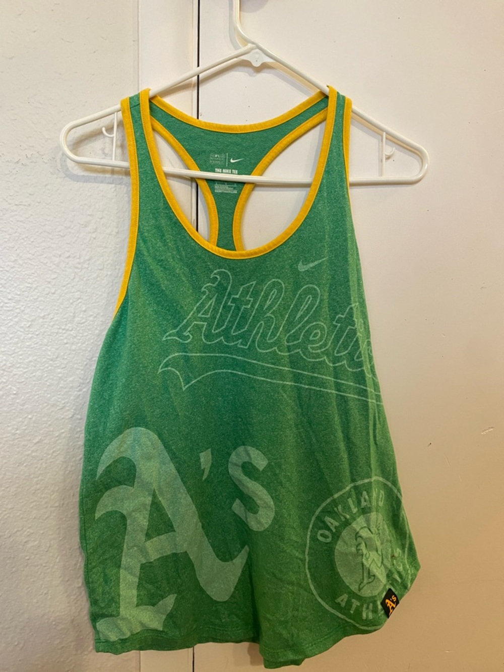 Nike Green & Yellow Oakland A's Athletic Racerback Tank